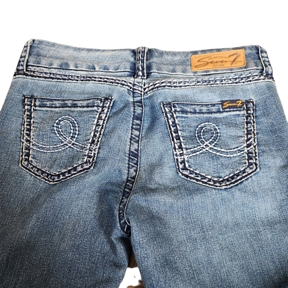 Seven skinny blue white low rise denim Jean pants - Picture 5 of 10